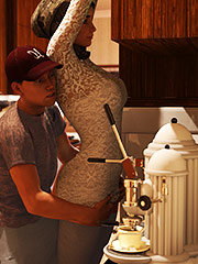 Jono's dick pushing through his pants into Aini's crotch - Young love 2 by Losekontrol